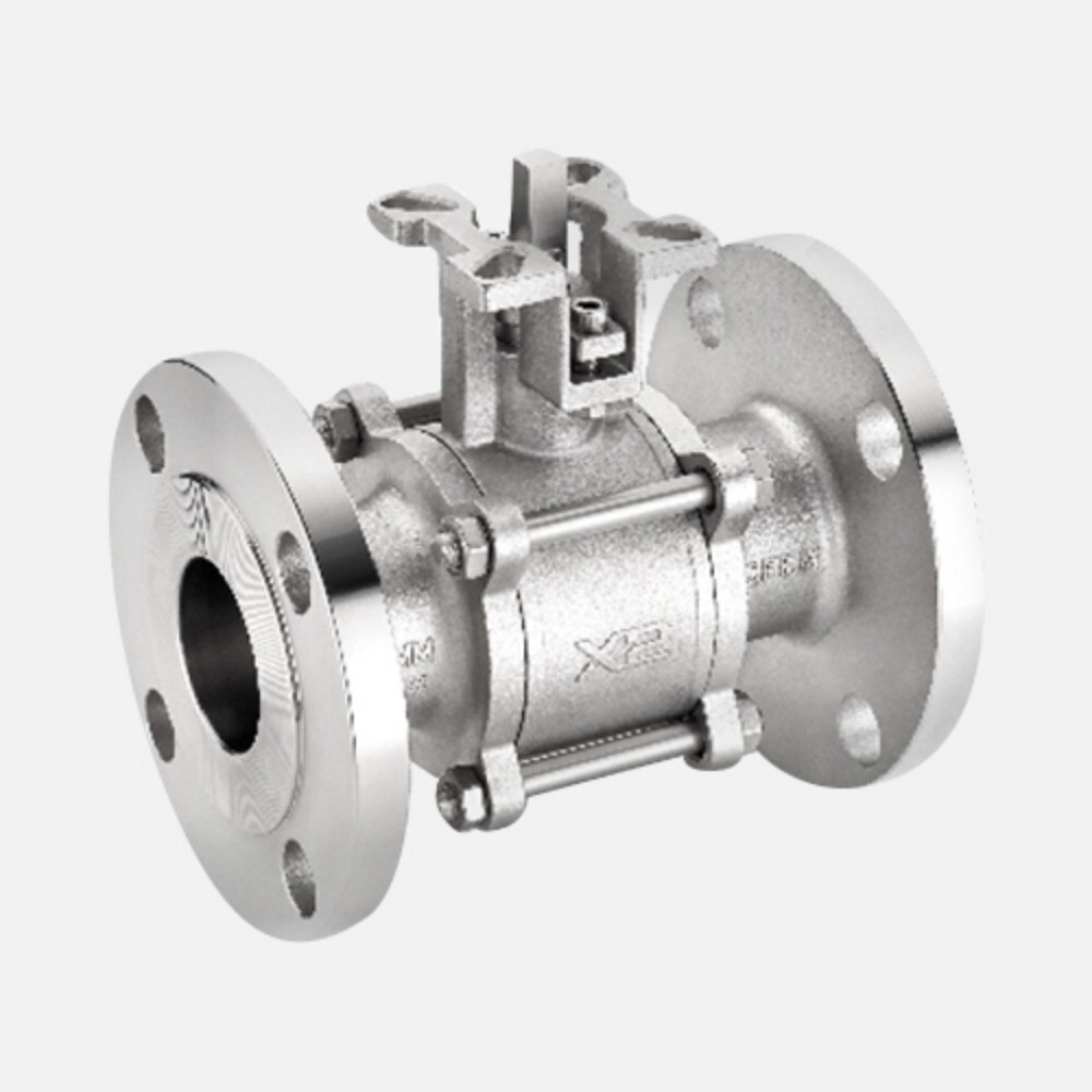 3 Piece Flange End Direct Mounting Ball Valve - Material: Stainless Steel