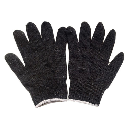 70 Gm Black Cotton Knitted Hand Gloves - Color: Different Available