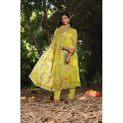 Different Available Ladies Pure Organza Printed Unstitched Suit