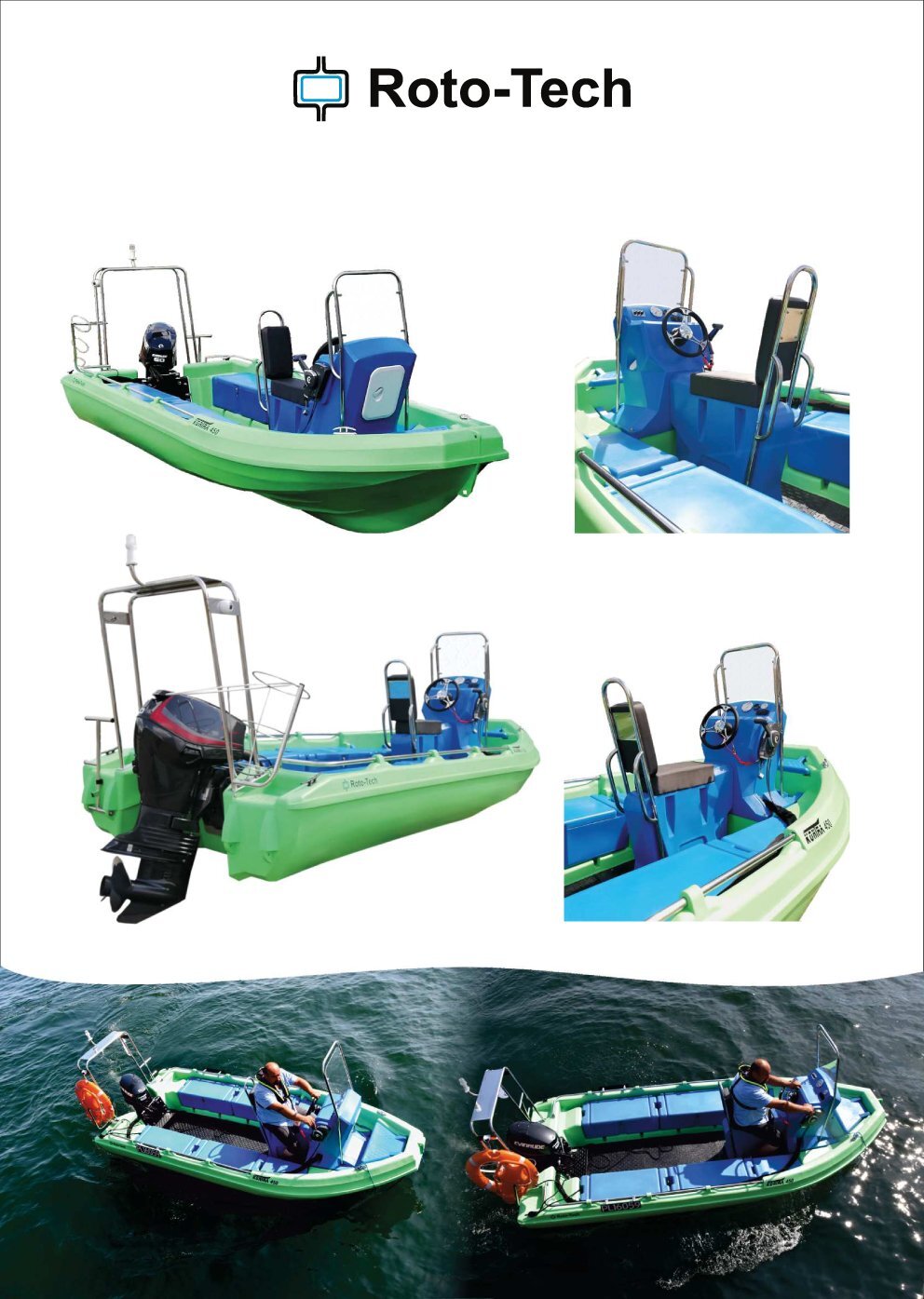 Roto Tech Kontra 450 Boat, HDPE Rescue boat, 10 Persons boat, 10 Passenger Boat, 10 Seater boat, 10 People boat, 8 to 10 Seater boat, Life boat for Rescue, Motor boat, PE rescue boat, PE boat, HDPE boat, PE Speed Boat, PE Tourist Boat