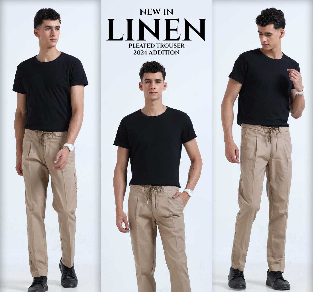 i 20.8 Linen Lycra pleat Formal Pants