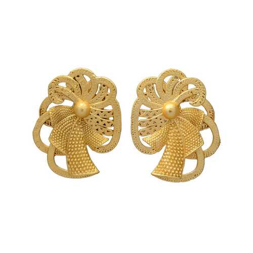 Golden Fan Drop Earrings