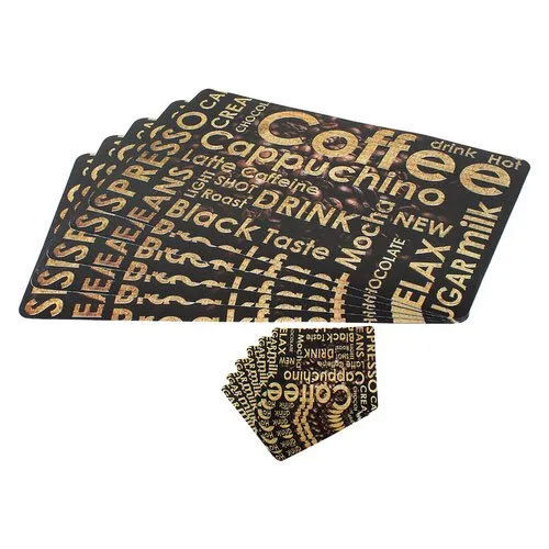 Coffee Printed Table Mats With Coaster Set