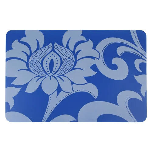 Blue Waterproof Printed Table Mats With Coaster Set