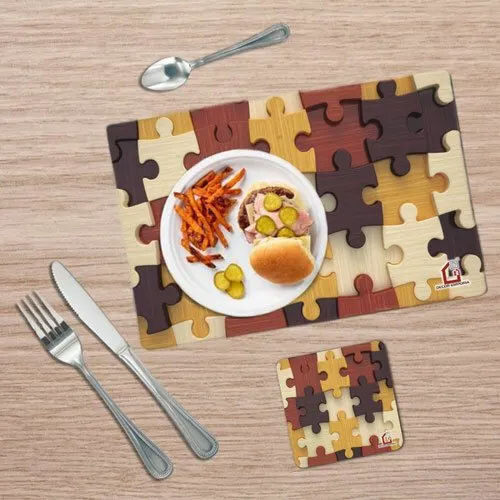 Rectangle Puzzle Printed Table Placemats With Coaster