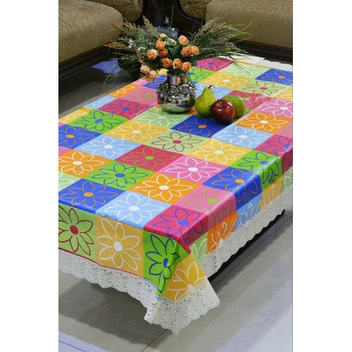 White Printed Plastic Table Cover