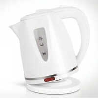 Electric Tea Kettle - Plastic, 6.7in X 6in X 9in, Glossy White | 1.5 Liters, 1500w Power, Auto Shut-off, Water Level & Light Indicators