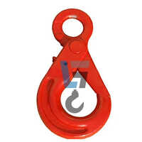 Eye Self Locking Hook - Alloy Steel, Red Color | Industrial Use, Durable Metal Design