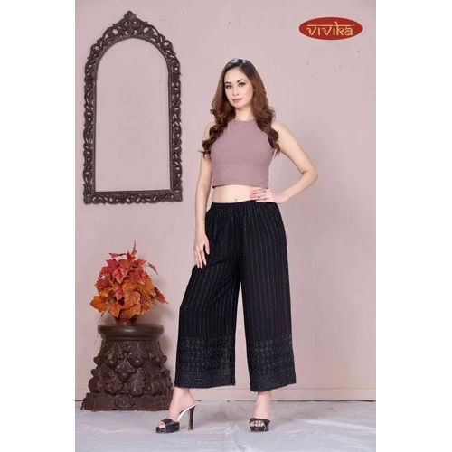 VIVIKA BRAND STYLISH LADIES RAYON CHIKAN PALAZZO