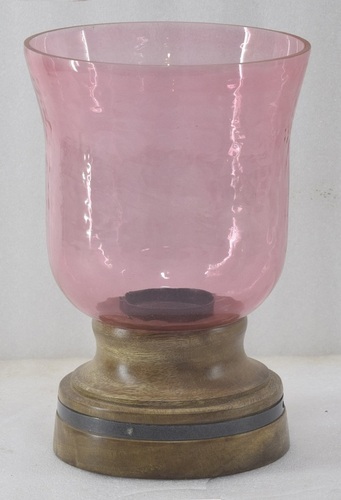 Pink Colour Glass Candle Hurricane