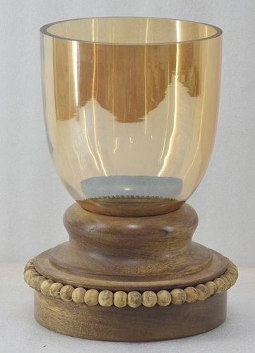 Decorative Glass Hurricane Beads Pedestal