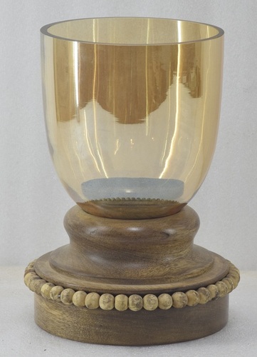 Decorative Glass Hurricane Beads Pedestal