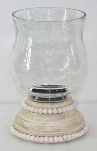 Glass Hurricane Beads Pedestal - Color: Transparent