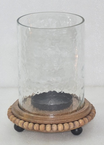 9 Inch Beads Pedestal Glass Hurricane