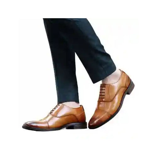 Tan Stylish And Elegant Leather Lace Mens Shoes