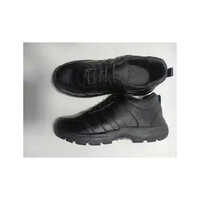 Anti Skid & Anti Static Lace Safety Shoes - Black Leather, Steel Toe, Size 5-12, Flat Heel, TPR Outsole