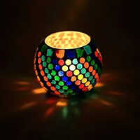 Glass Beaded Mosaic Candle Holder - High-quality Glass Beads , Handmade Elegance With Polished Finish