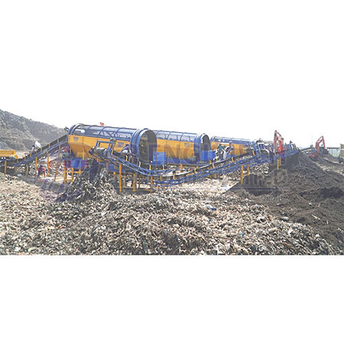 MSW Trommel Screen Plant - Metal Construction, Blue and Yellow Design | Automatic Electric Drive