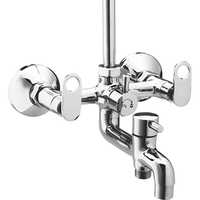 Rio 3 In 1 Wall Mixer - Brass Material, Customized Size, Glossy Silver Finish | Round Shape, High-quality Design