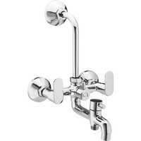 Slim 3 In 1 Wall Mixer - Brass Material, Customized Size, Glossy Nickle Finish - Elegant Round Design For Modern Interiors