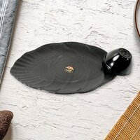 SWEET ROUND CERAMIC SNACKS BOWL WITH PLASTIC LEAF