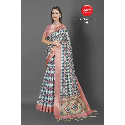 Fancy Silk Cotton Sarees - Color: Pink And Multicolor