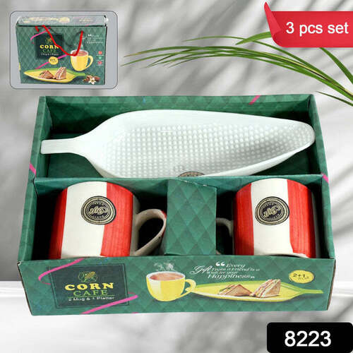 CORN CAFE CERAMIC TEA / CUPS SET INCLUDING PLASTIC