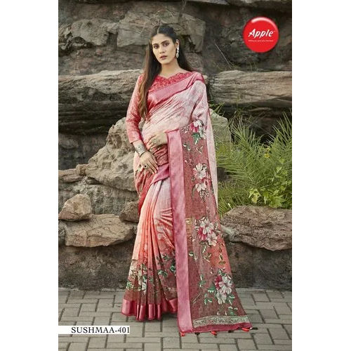 Apple soft linen Printed Saree