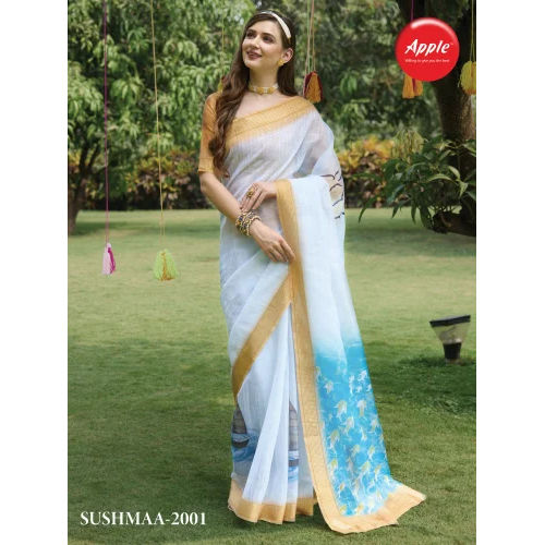 Linen Digital Print Saree