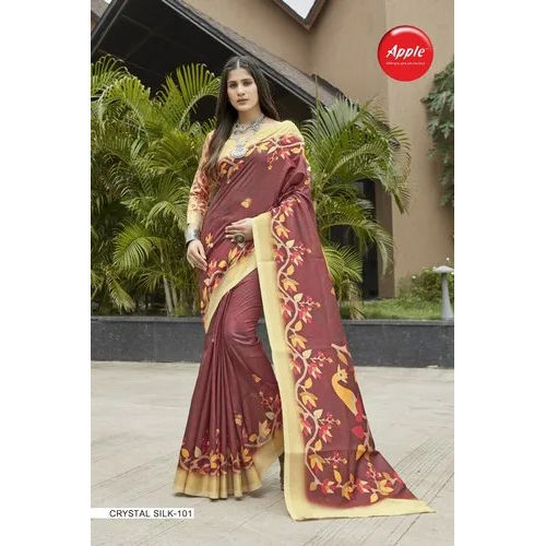 Apple Banarasi Crystal Silk Saree