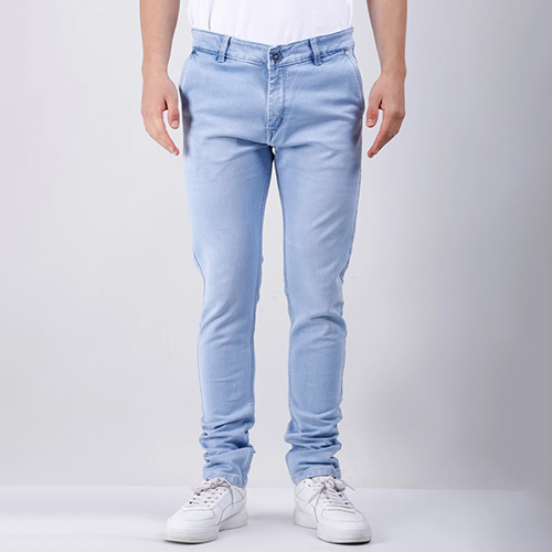 Sky Blue Designer Denim Jeans - Denim Material, Relaxed Fit, Available in Multiple Waist Sizes | Suitable for Summer & Winter Seasons, Plain Dyed Pattern