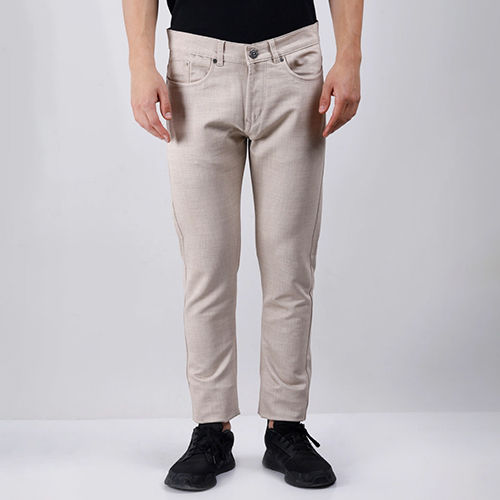 Relaxed Beige Cotton Denim Jeans