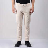 Relaxed Cream Fourway Stretch Basic Lycra Trousers