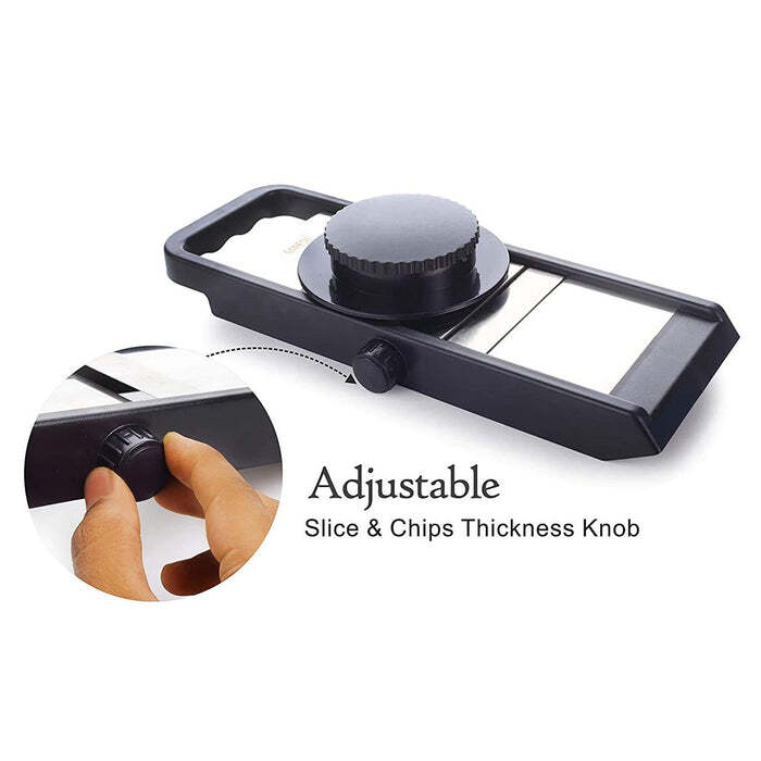 GANESH ADJUSTABLE PLASTIC SLICER, 1-PIECE, BLACK / SILVER   8120