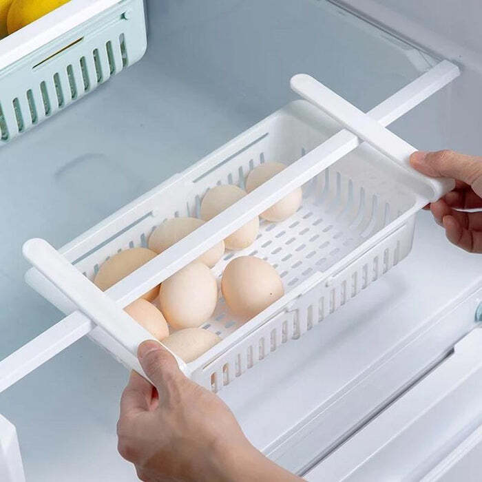 FRIDGE ORGANIZER DRAWER - ADJUSTABLE FRIDGE STORAGE BASKET