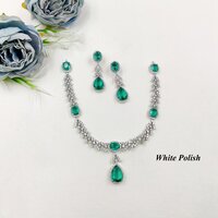 Modern Designer American Diamond Necklace Set - Crafted From High-quality American Diamonds, Adjustable Sizes Available, Elegant Necklace And Earring Set For Special Occasions