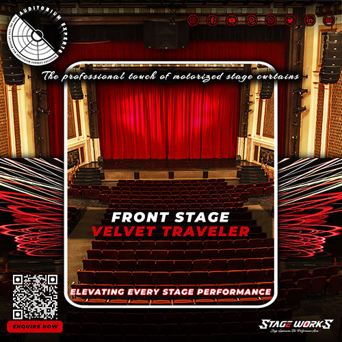 Stage Front Traveler Center Split Curtain