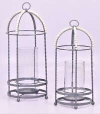 Metal Beads Pedestal Lantern Set - Application: Home Decor