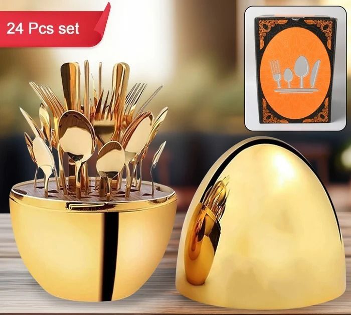 CUTLERY SET 24 PCS WITH OVAL SHAPED STAND 10010