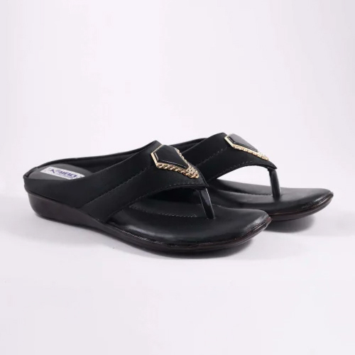 Ladies Black Khilona Slippers