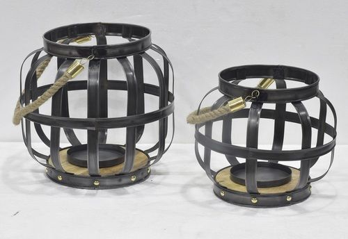 Metal Black Coated Round Lantern