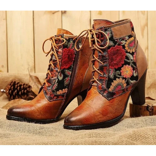 All Colors Ladies Leather Boot With Embroidery