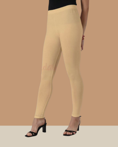 Beige Ankle length gym Leggings