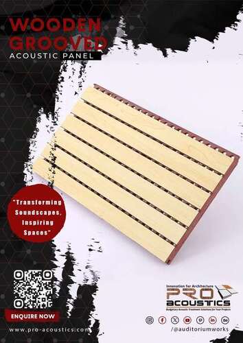 Wooden Grooved Acoustic Panel - Color: Black