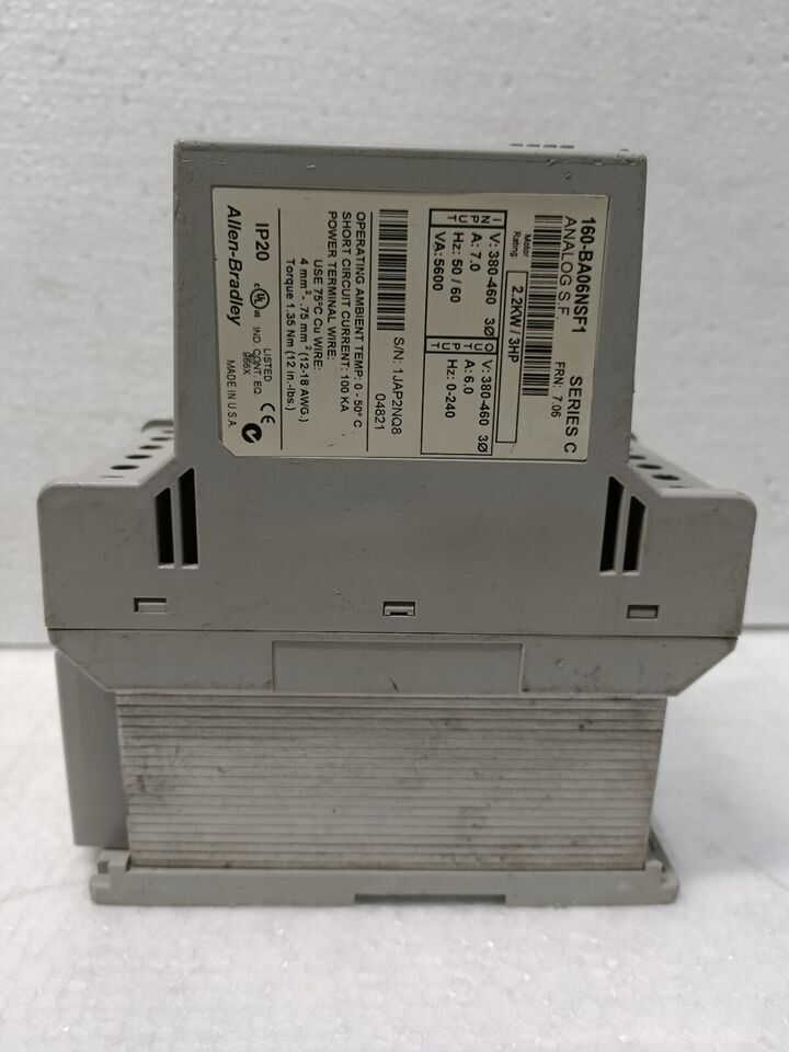 Allenbradley 160-BA06NSF1 Series C 2.2KW 3HP 3PHASE 380-460V 6A 0-240Hz