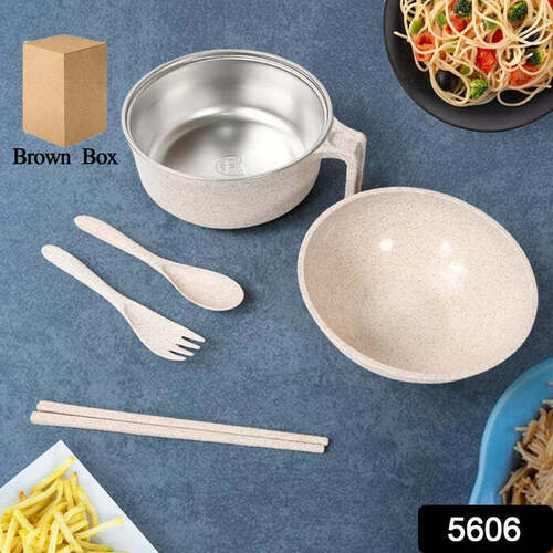 RICE BOWL NOODLE 1 BOWL WITH 1 LID AND HANDLE WHEAT STRAW NOODLE BOWLS