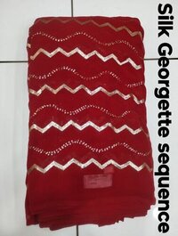 Silk Embroidery Fabric - Color: Red