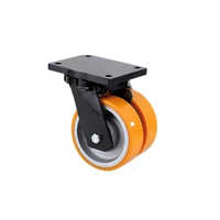 Twin Castor Wheel - 50-500 mm Size Range, Orange Color | Heavy-Duty 50 kg to 30 Ton Load Capacity for Industrial Use