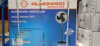 Almonard Aerostar Pedestal Fan - 450mm Sweep, Iron With Glossy Nickel & Black Finish, 96 Watts Power, 3 Speed Control | High Performance Motor, Aerodynamically Designed Blades, 1 Year Warranty