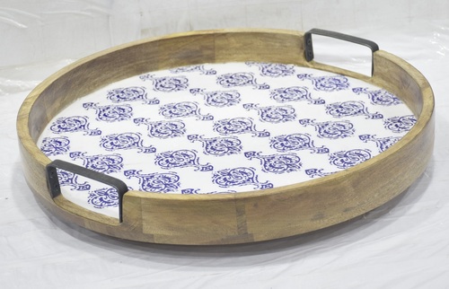 Wooden Round Lazy Susan With Enamel Finish